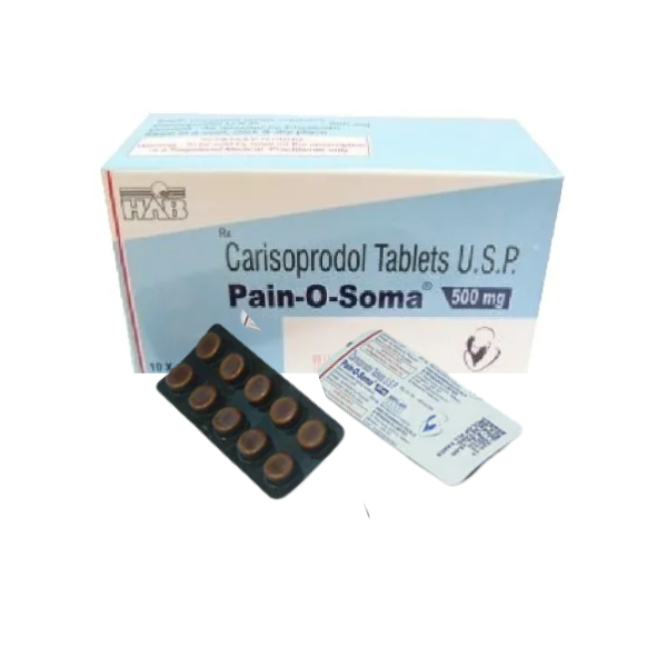 Pain O Soma 500 mg provides effective muscle pain relief.